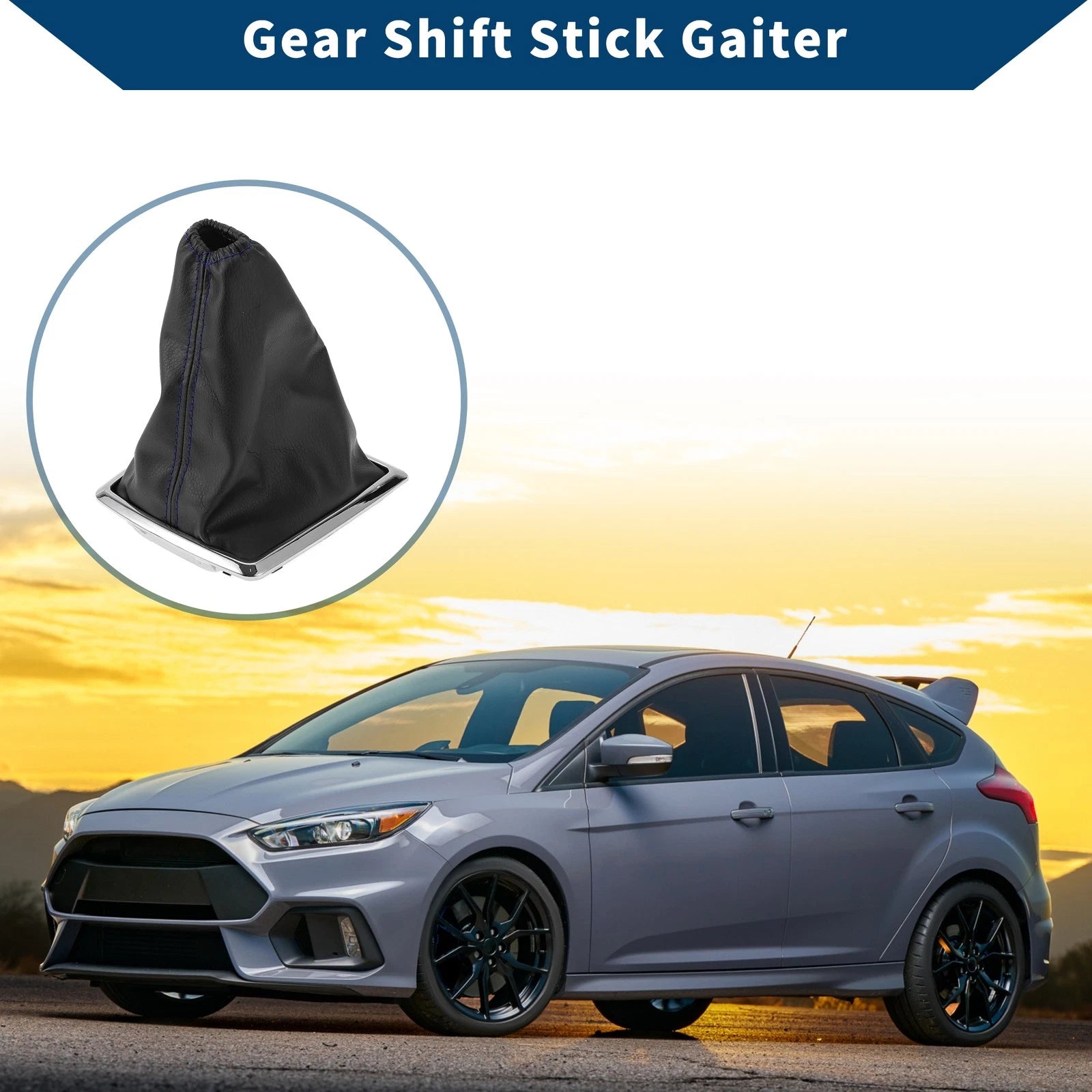 1 Pc Gear Shift Gaiter for Ford Focus (2005–2012) Black Blue Leather