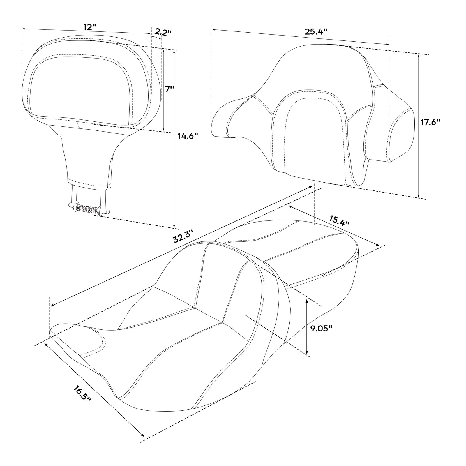 Seat & Backrest Pad Set for Harley Touring Models (2014–2023)