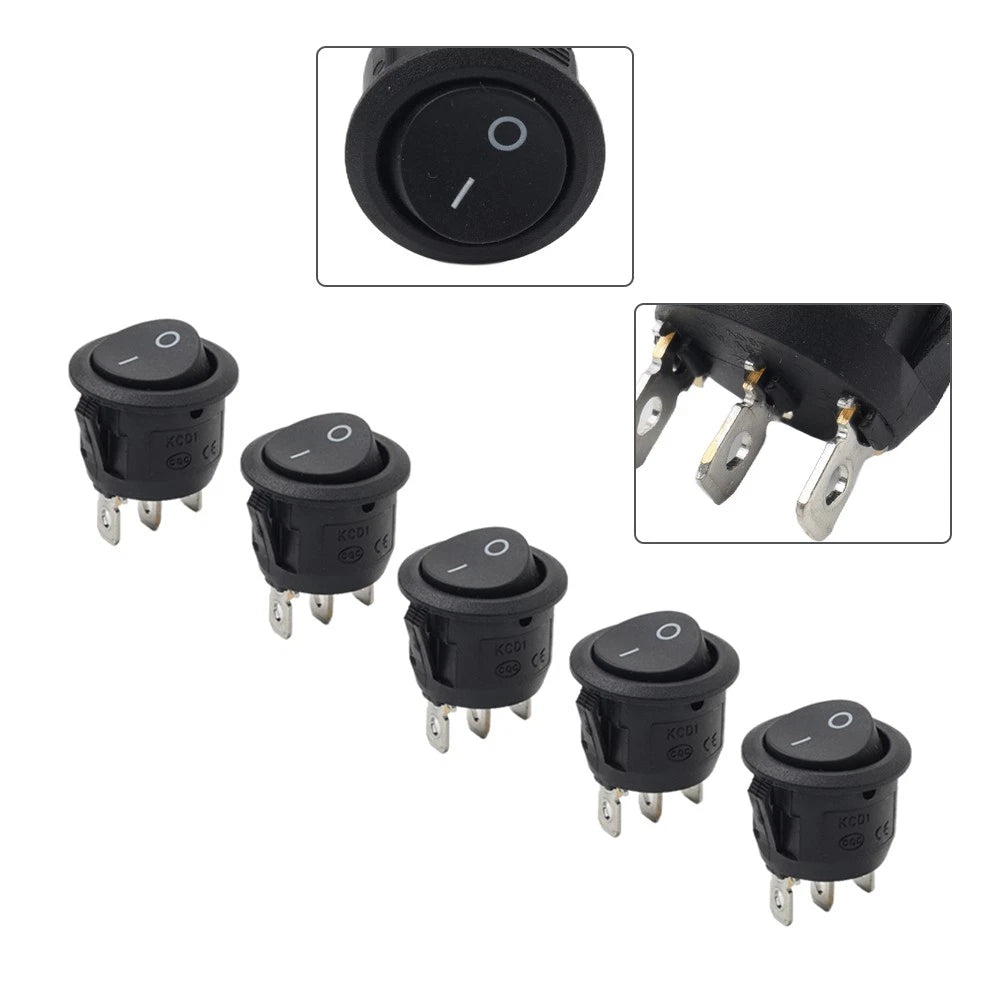 5pcs Round Toggle Rocker Switch 3 Pin AC 250V 15A / AC 125V 20A