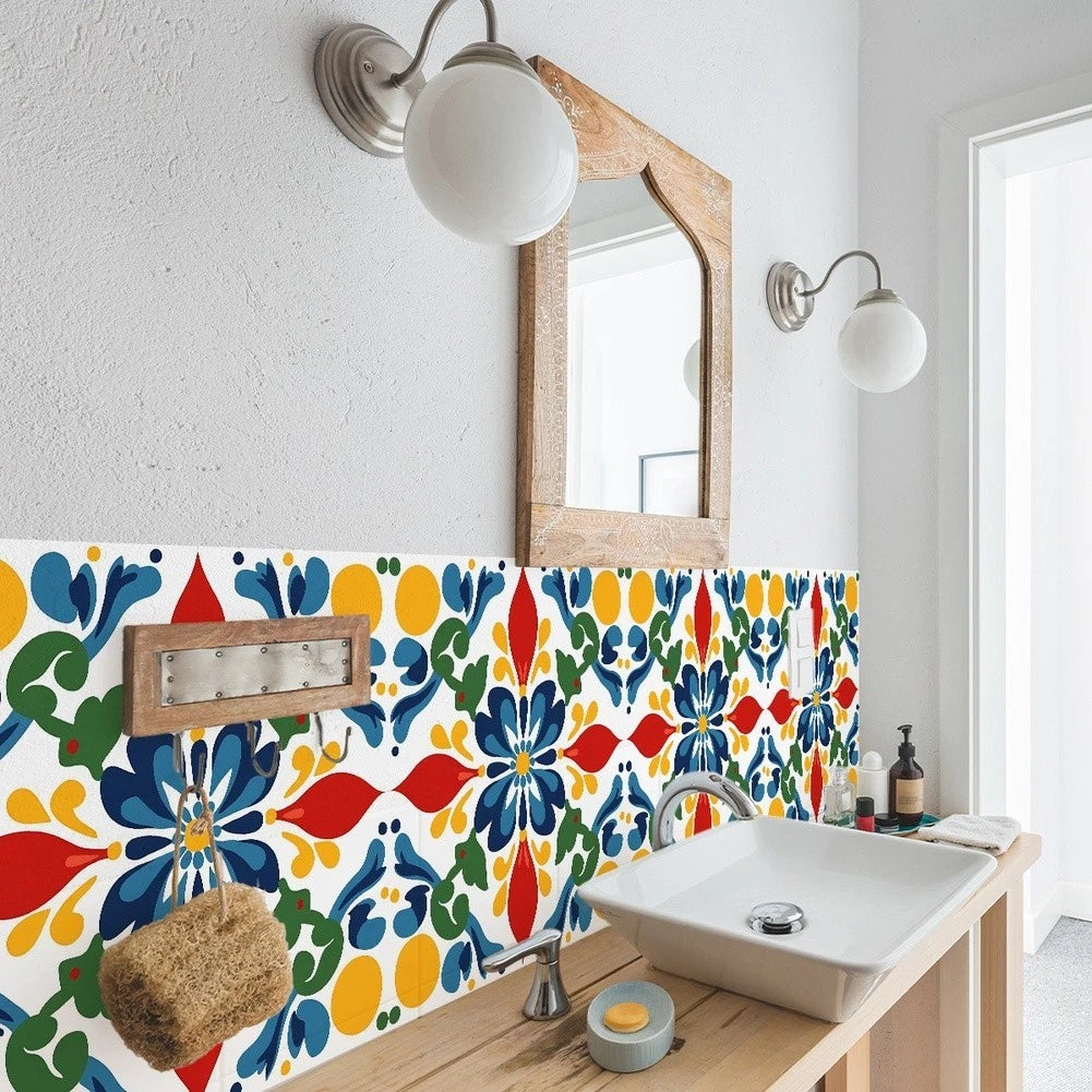 12pcs Retro Style Tile Stickers for Home Decoration (Waterproof PVC)