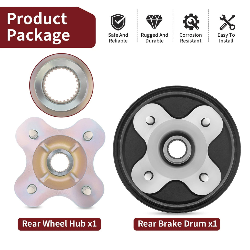 Rear Brake Drum w/ Wheel Hub for Yamaha Big Bear 350 Kodiak 400 (1998–2000) #4GB-2531E-00-00
