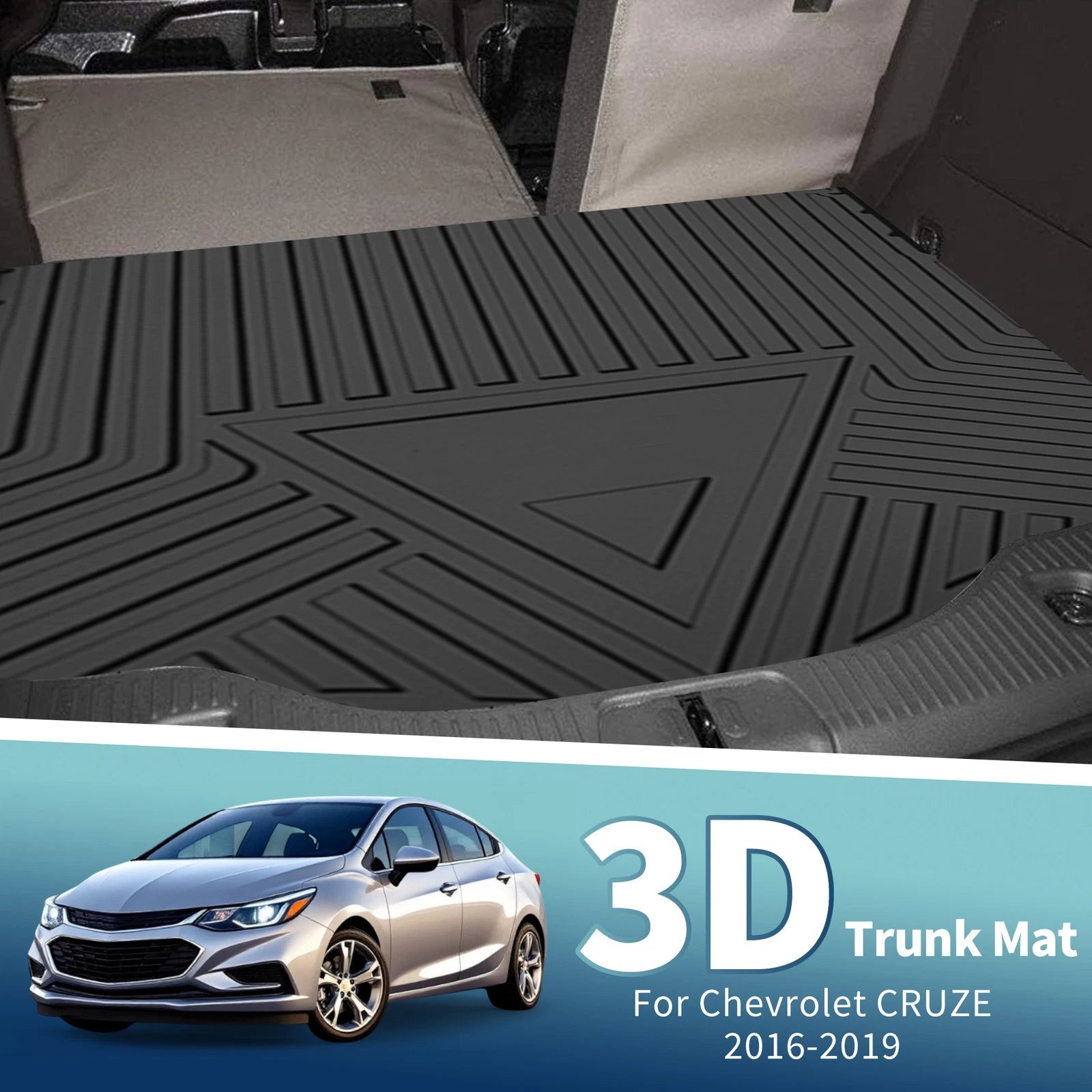 Cargo Liner Rear Trunk Mat TPE Replacement for Chevrolet Cruze Sedan (2016–2019)