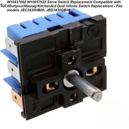 Gas Range Burner Control Switch for (W10857622, W10437092)