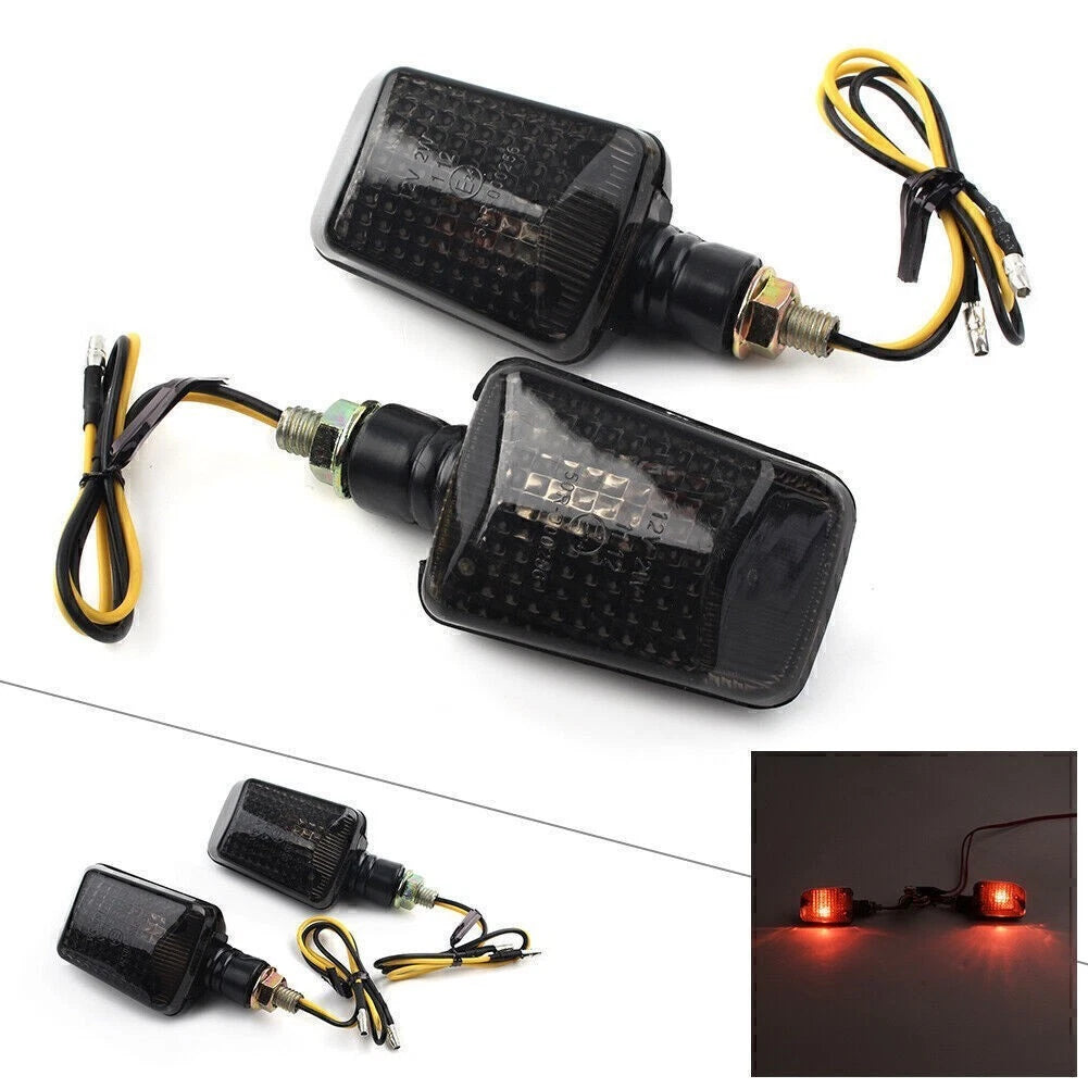 2X Amber 8mm Turn Signal Indicator Lights for Universal Motorcycle (12V)