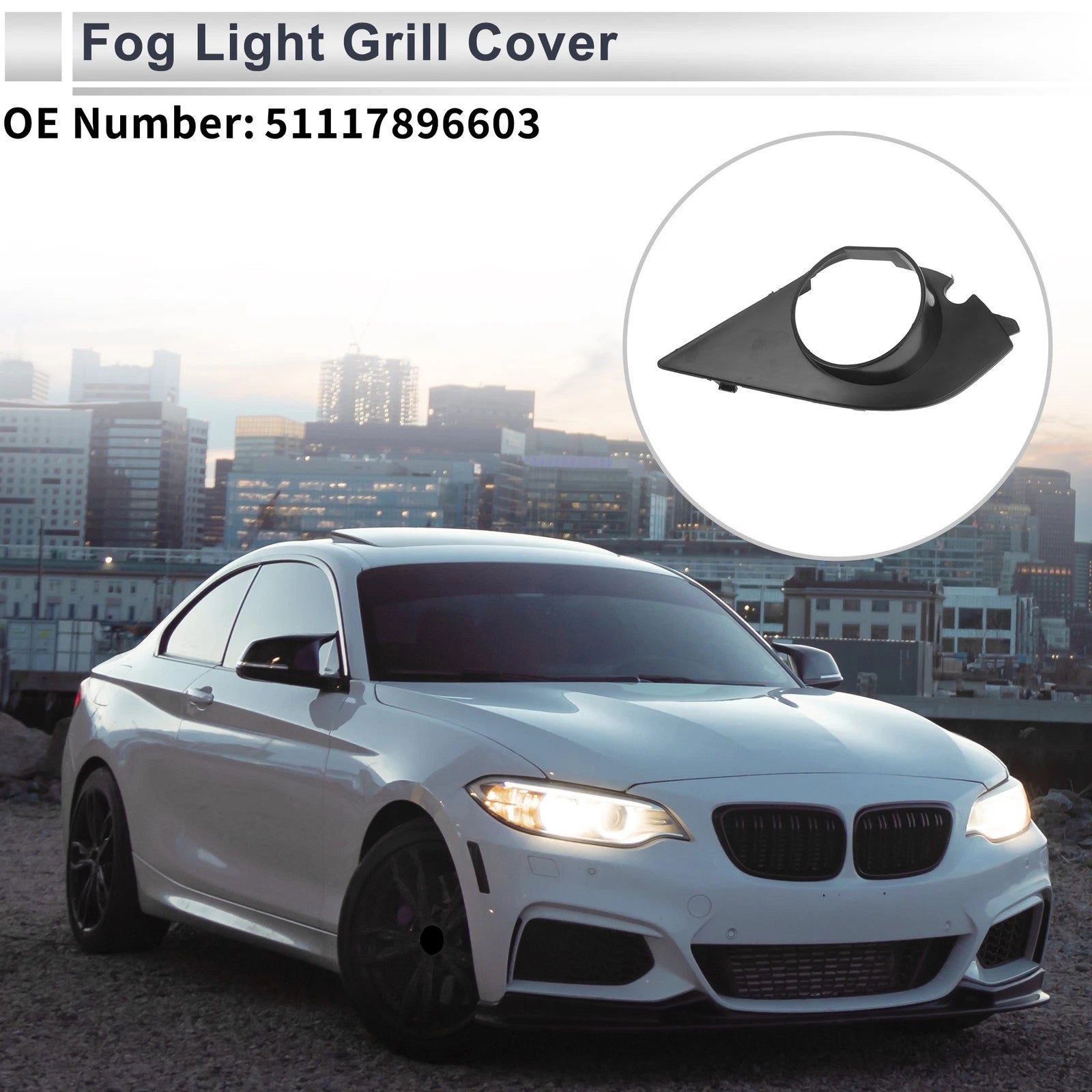 1pc Fog Light Grill for BMW E60 E61 (2003–2009) No. 51117896603