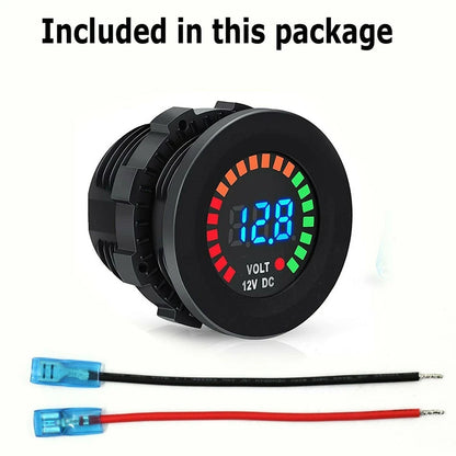 12V Waterproof LED Voltmeter Battery Fuel Gauge for Motorcycles and Boats