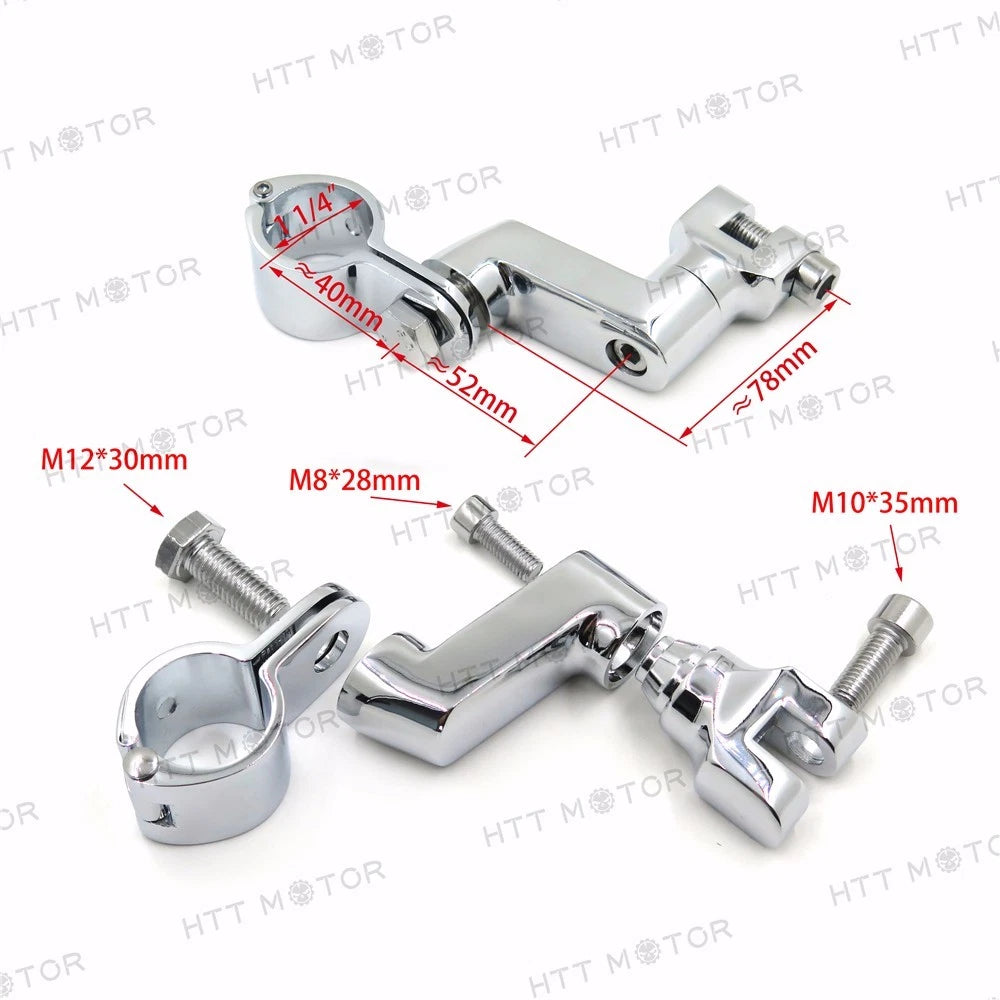 1.25" Engine Guards Footpeg Mounts Clamp for Harley (Replacement, Chrome)