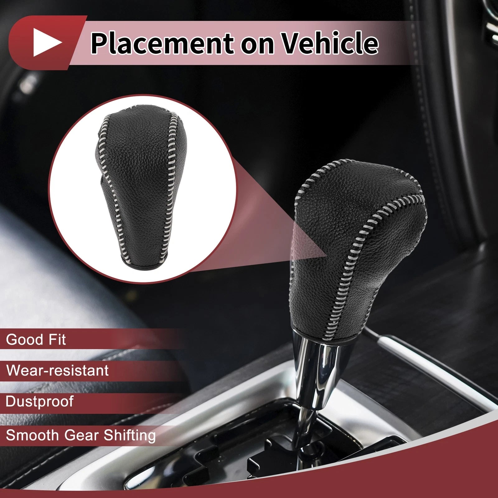 Gear Shift Knob Cover Replacement for Ford Edge (2011–2014) Beige Faux Leather