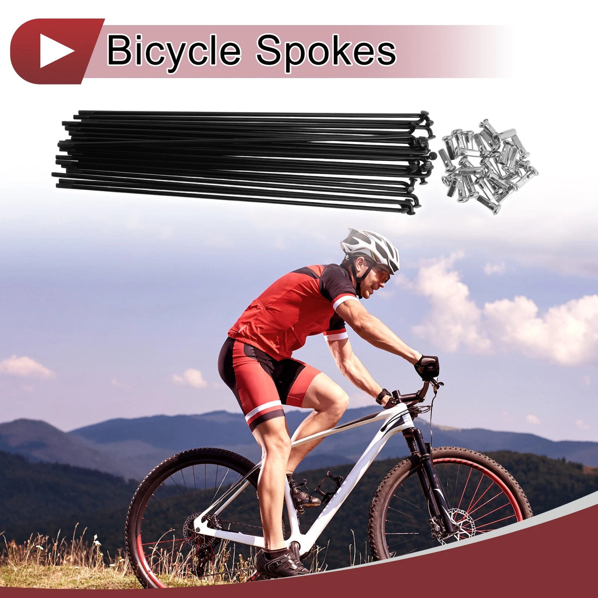 Bicycle Spoke Set 200 mm Carbon Steel Black for 12G (200 mm)