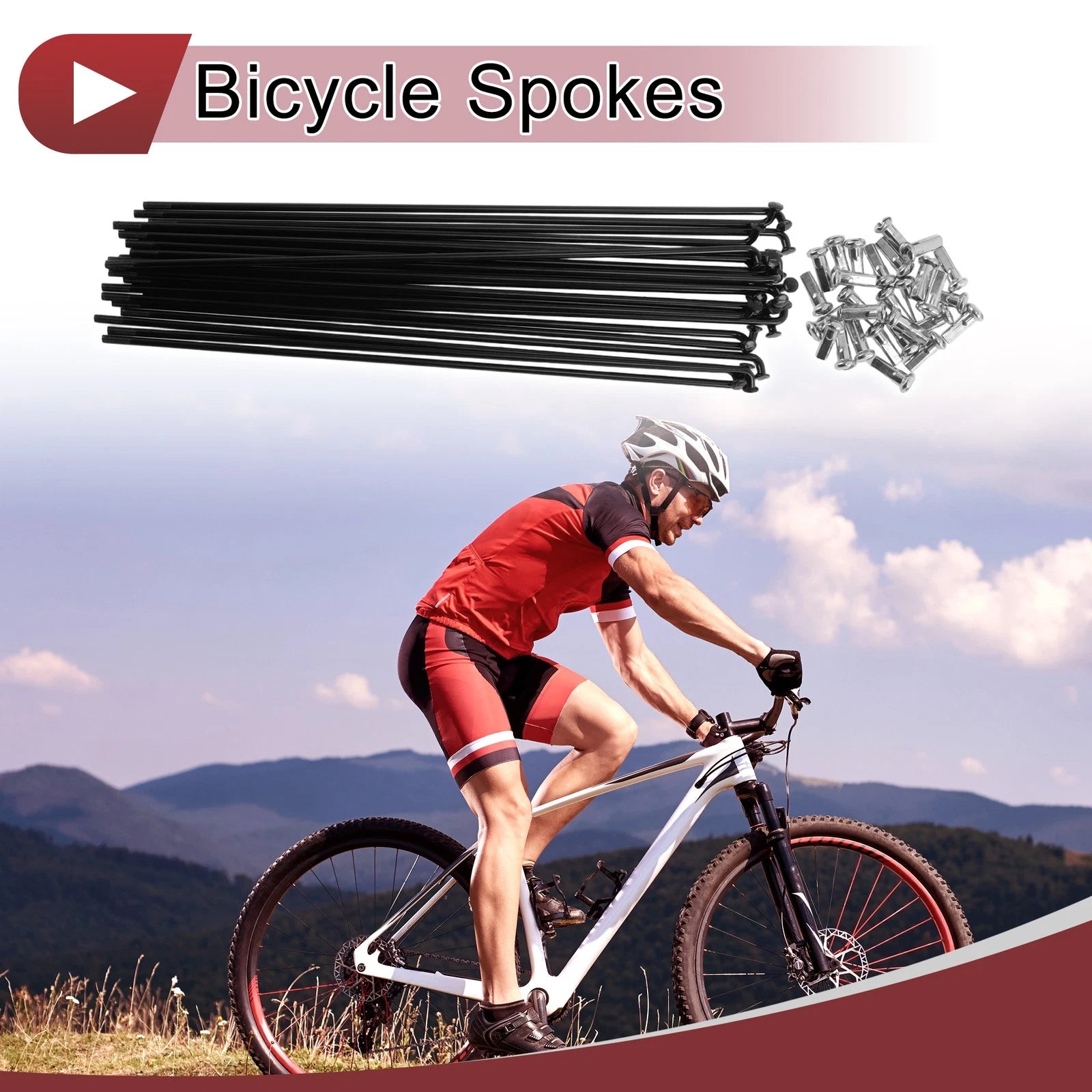 Bicycle Spoke Set 200 mm Carbon Steel Black for 12G (200 mm)