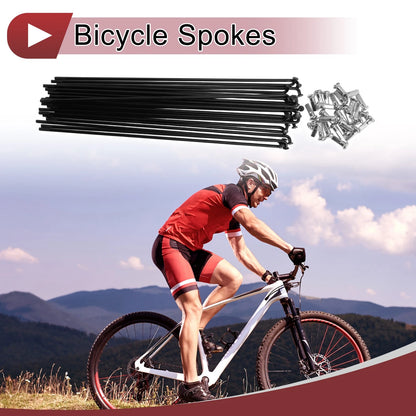 Bicycle Spoke Set 200 mm Carbon Steel Black for 12G (200 mm)