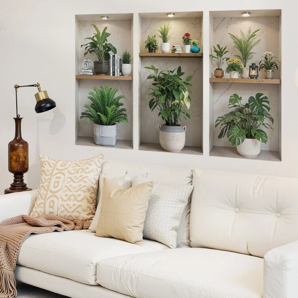 3D Green Plant Wall Stickers for Home Decoration (Removable, Lightweight)