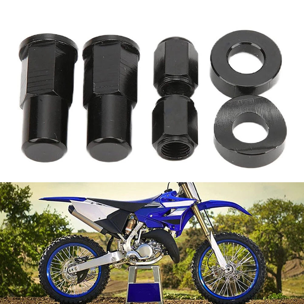 Set of 4 Rim Lock Nuts Spacer Kit Tire Valve Stem Caps for Universal Motorcycle