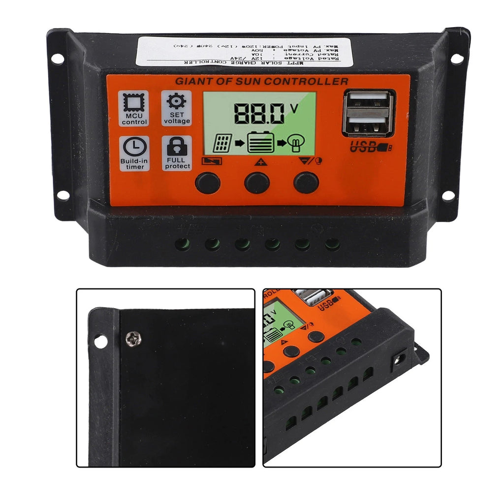 Dual USB Port Solar Panel Battery Regulator for Universal Use