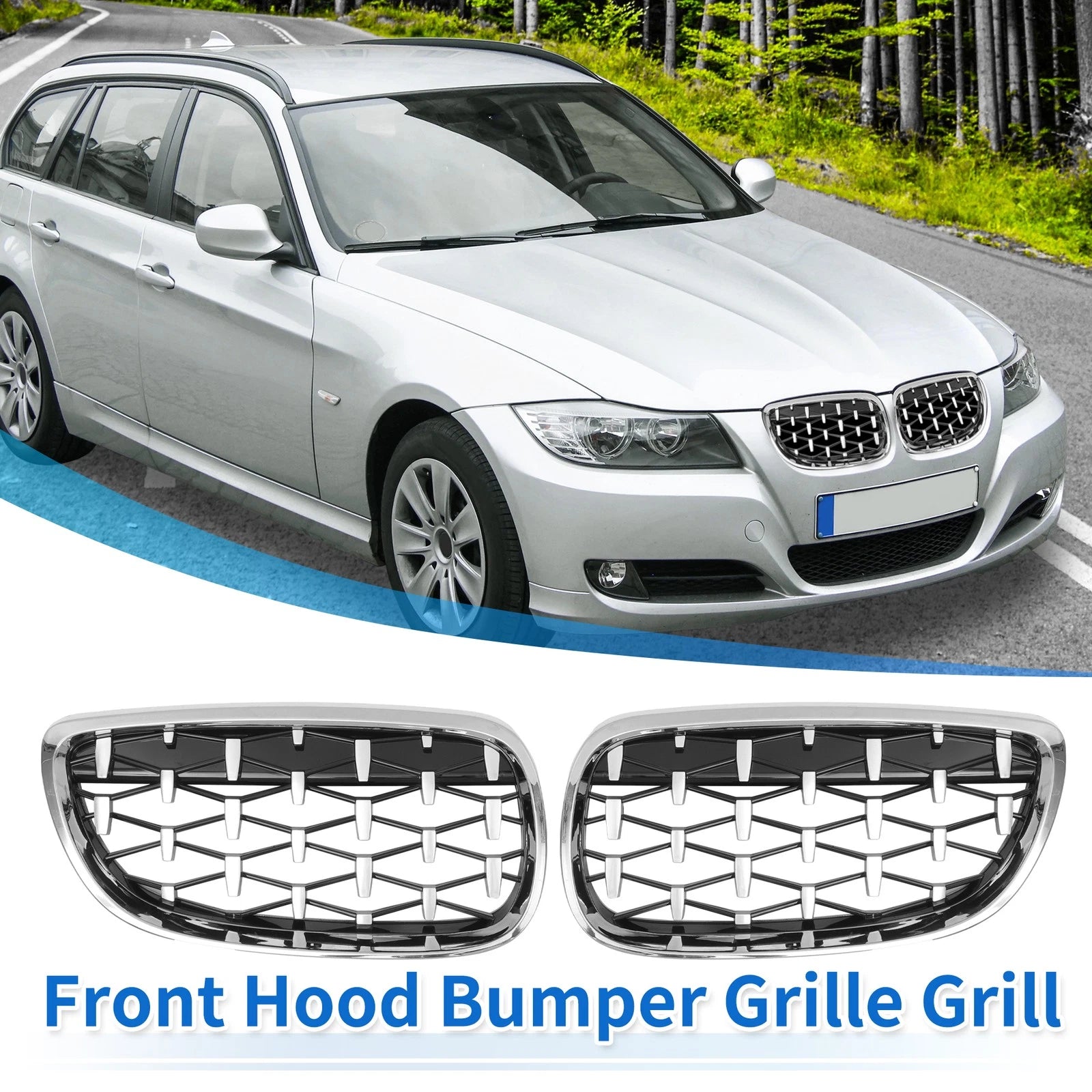 Front Hood Bumper Grille Pair for BMW 328xi M3 335xi 328i (2007–2013)