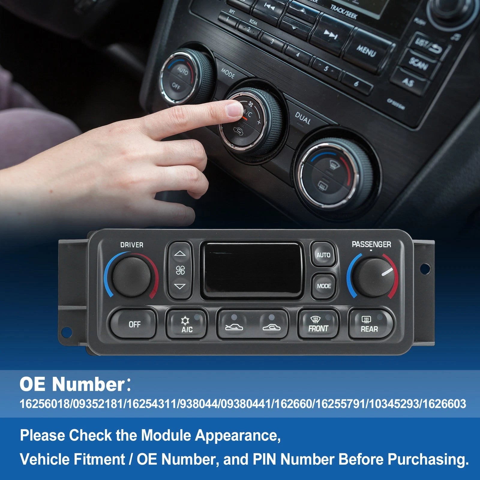 A/C Heater Climate Control Module Panel for Chevrolet Corvette C5 (1997–2004)