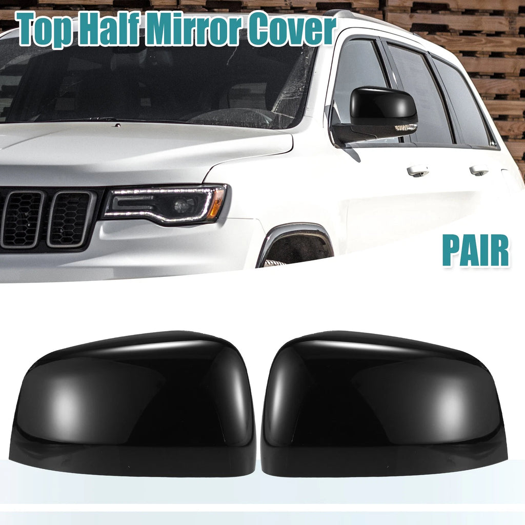 Pair Gloss Black Top Half Mirror Covers for Jeep Grand Cherokee (2011–2019)