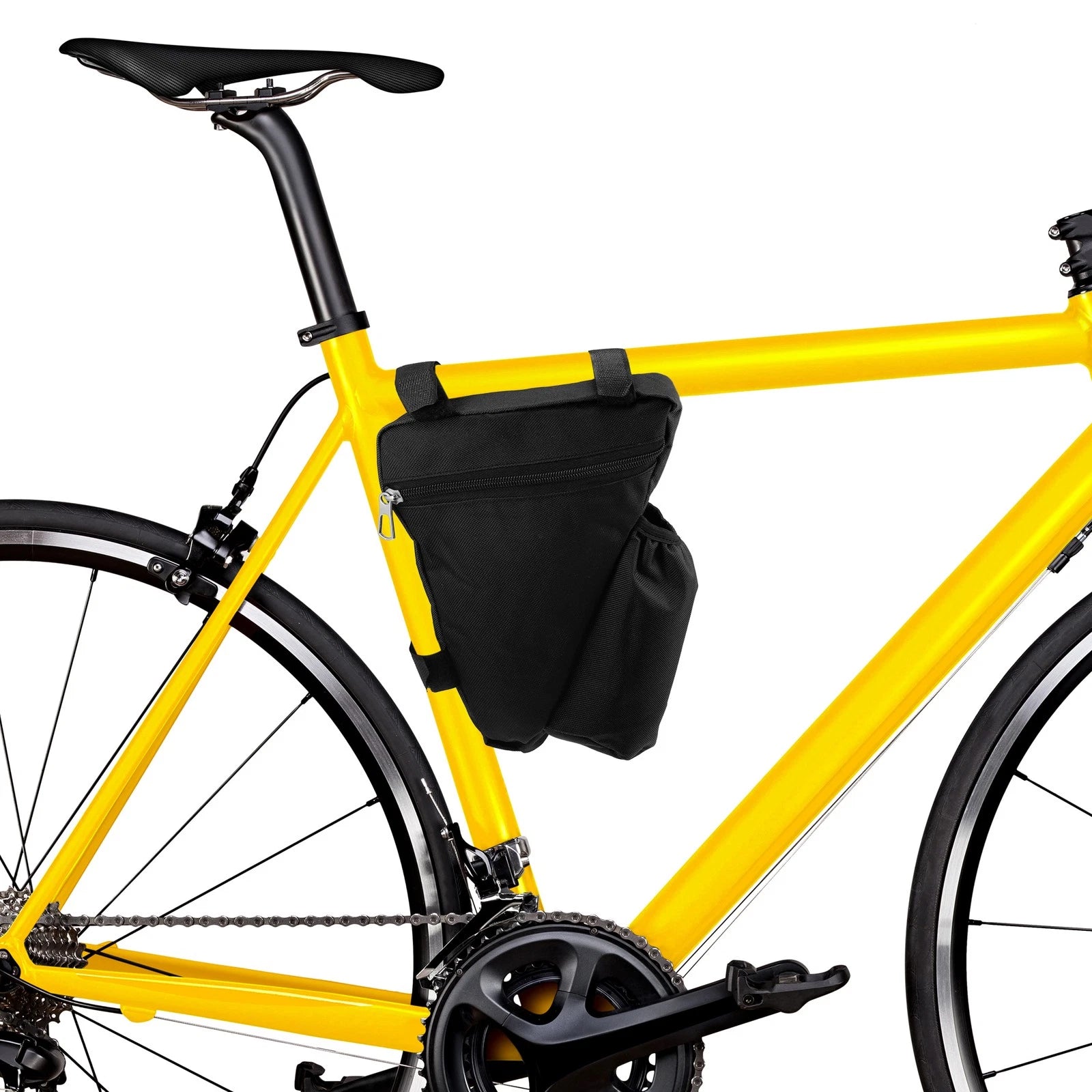 Triangle Frame Bag with Bottle Holder for Mountain Bicycle Black