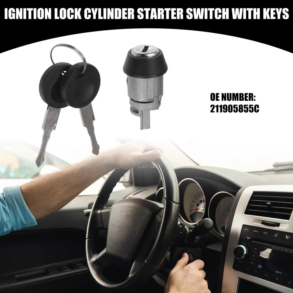Ignition Starter Switch Lock Cylinder with Keys for Volkswagen (2000–2010)