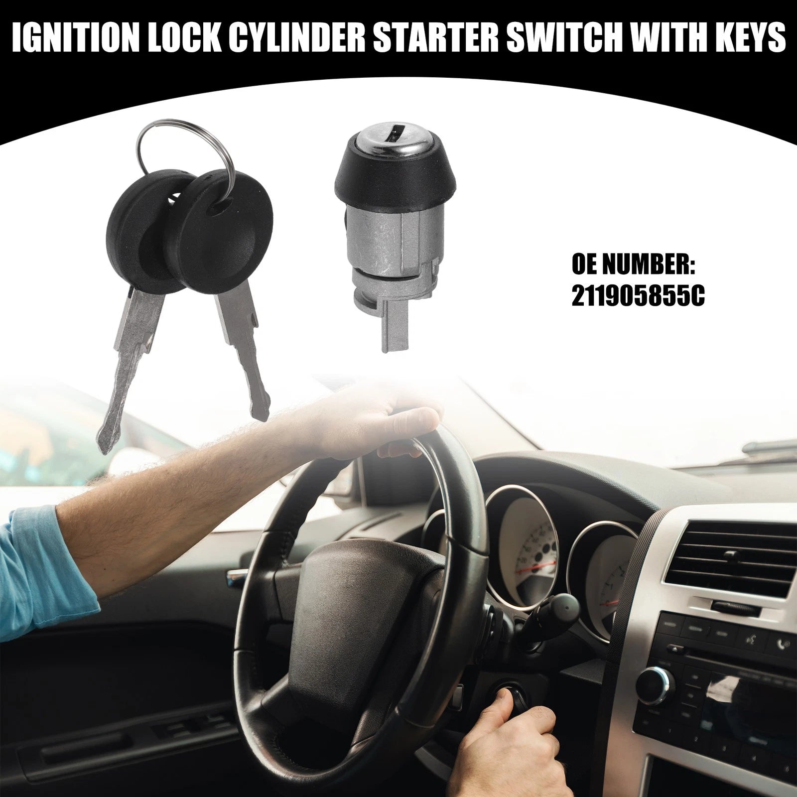 Ignition Starter Switch Lock Cylinder with Keys for Volkswagen (2000–2010)