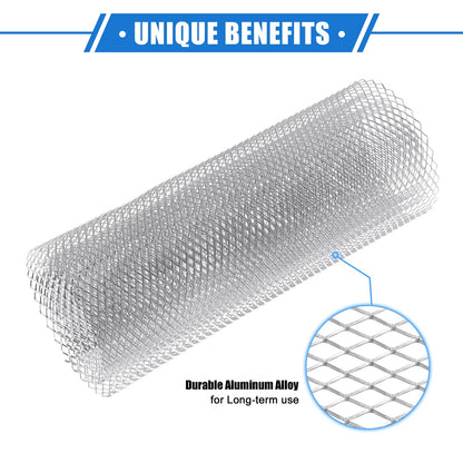 Grill Mesh Sheet 100x33cm 12x6mm Rhombic Hole for Car Silver Tone