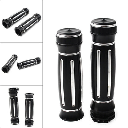 Aluminum 1" CNC Black Handle Bar Hand Grips for Harley Touring