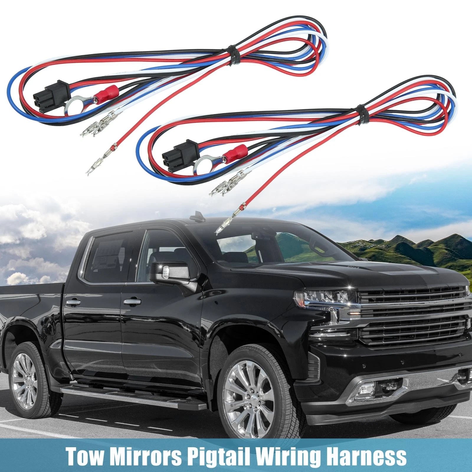 2pc Tow Mirror Wiring Harness for Chevy Silverado GMC Sierra (2014–2018)