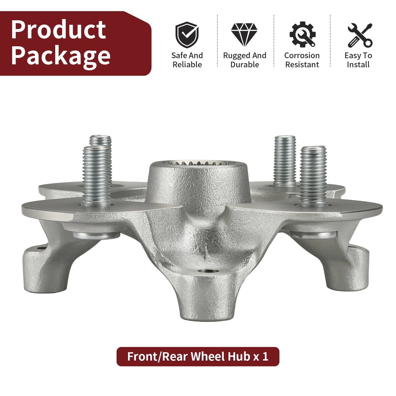 Set of 2 Front & Rear Wheel Hubs for Yamaha Kodiak 450 YFM450 (2018–2024)