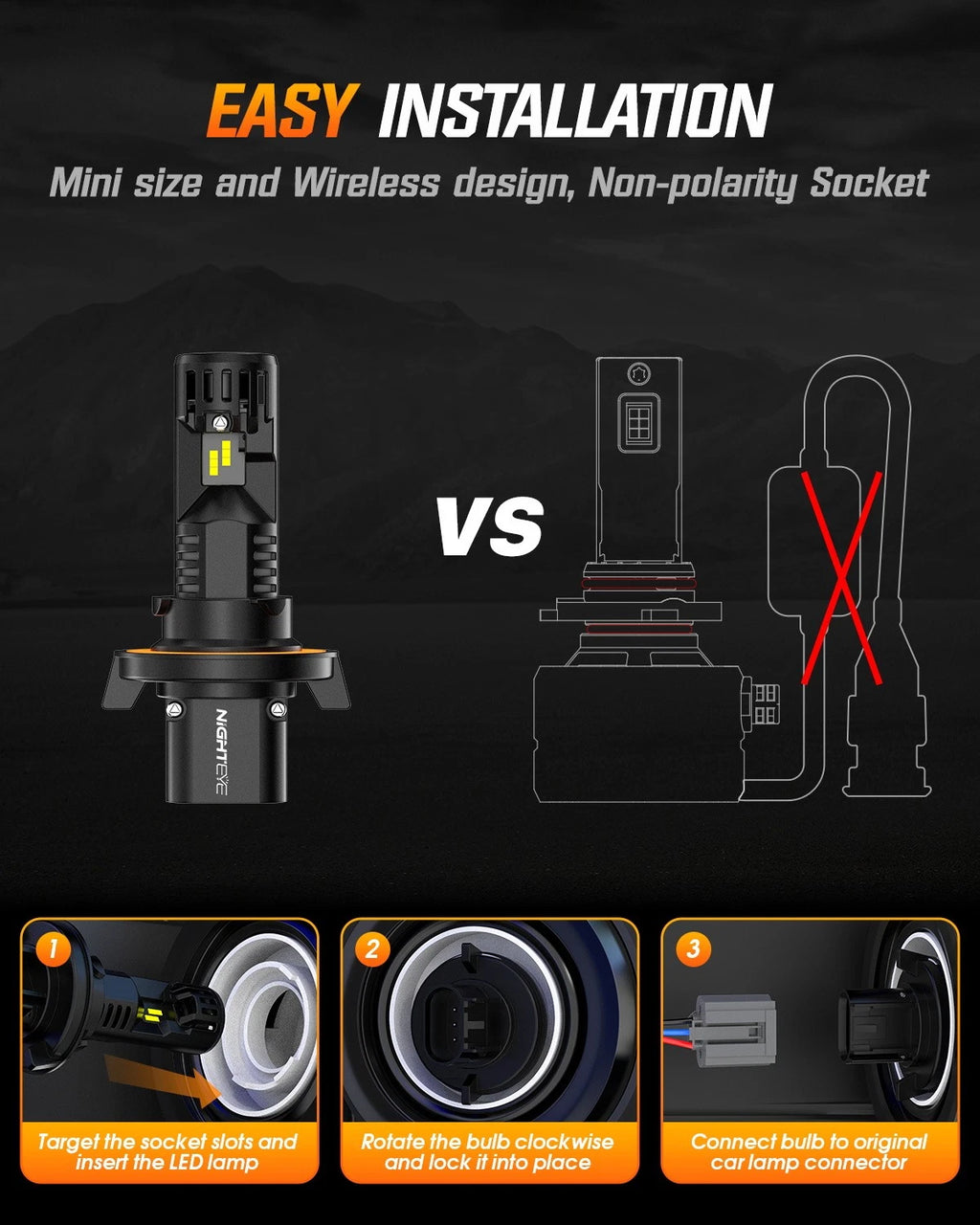 2X 9008 H13 LED Headlight Bulbs for