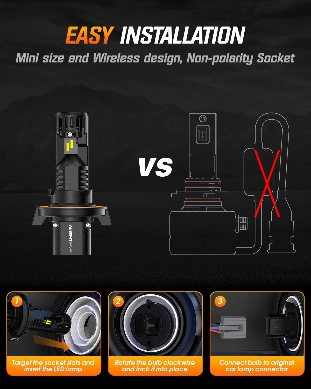2X 9008 H13 LED Headlight Bulbs for