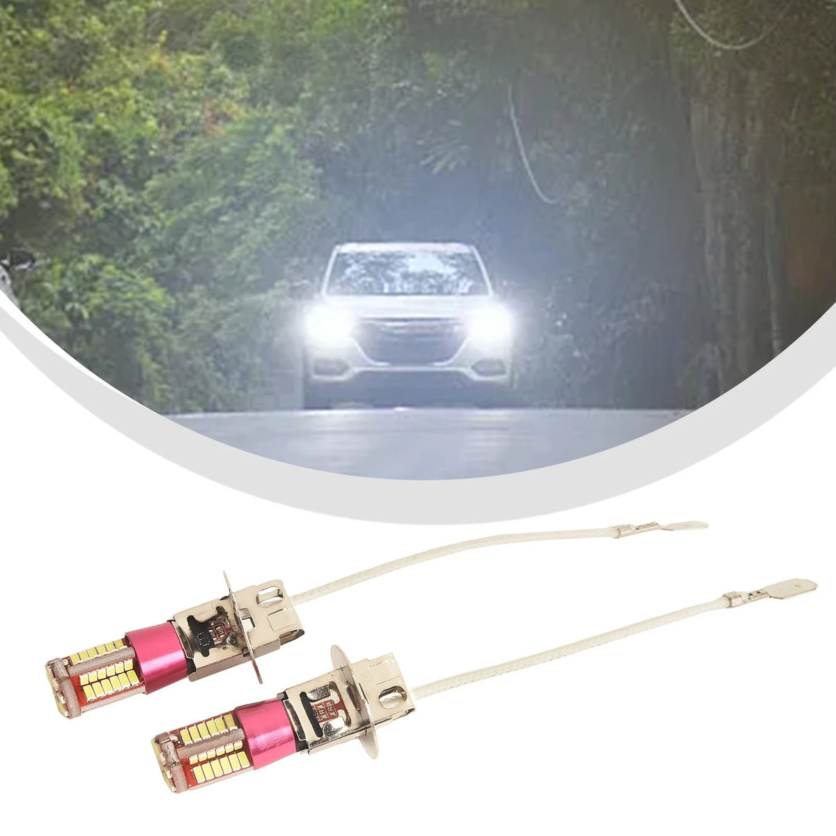 2X H3 3014 57SMD LED Bulbs for Car Fog Light Lamp (12V)