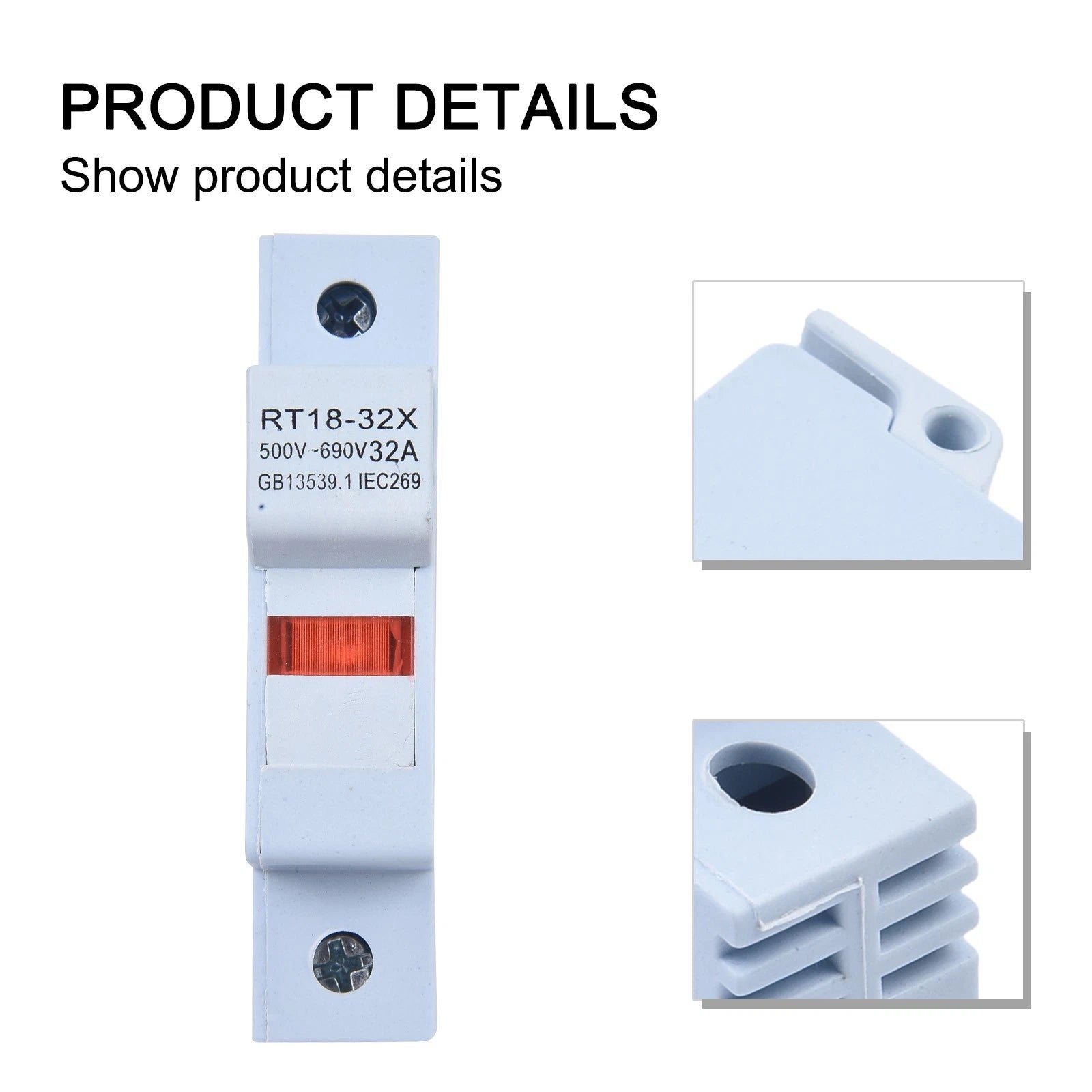 RT1832X 1P 32A Fuse Holder Base with LED Light for Enhanced Circuit Performance