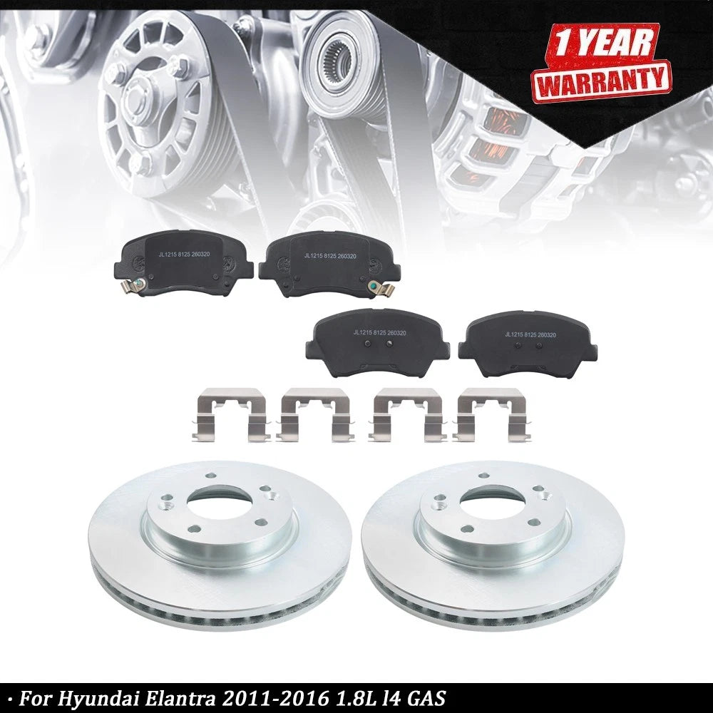Front Brake Disc and Pad Kit for Hyundai Elantra (2011–2016) R-31584