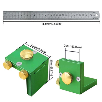 Adjustable Marking Gauge for Woodworking with L Positioning and Steel Rule