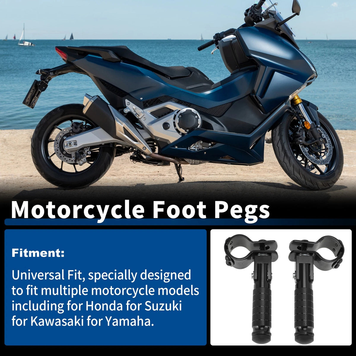 Rear Foot Pedal Set for Honda, Suzuki, Kawasaki (Universal)