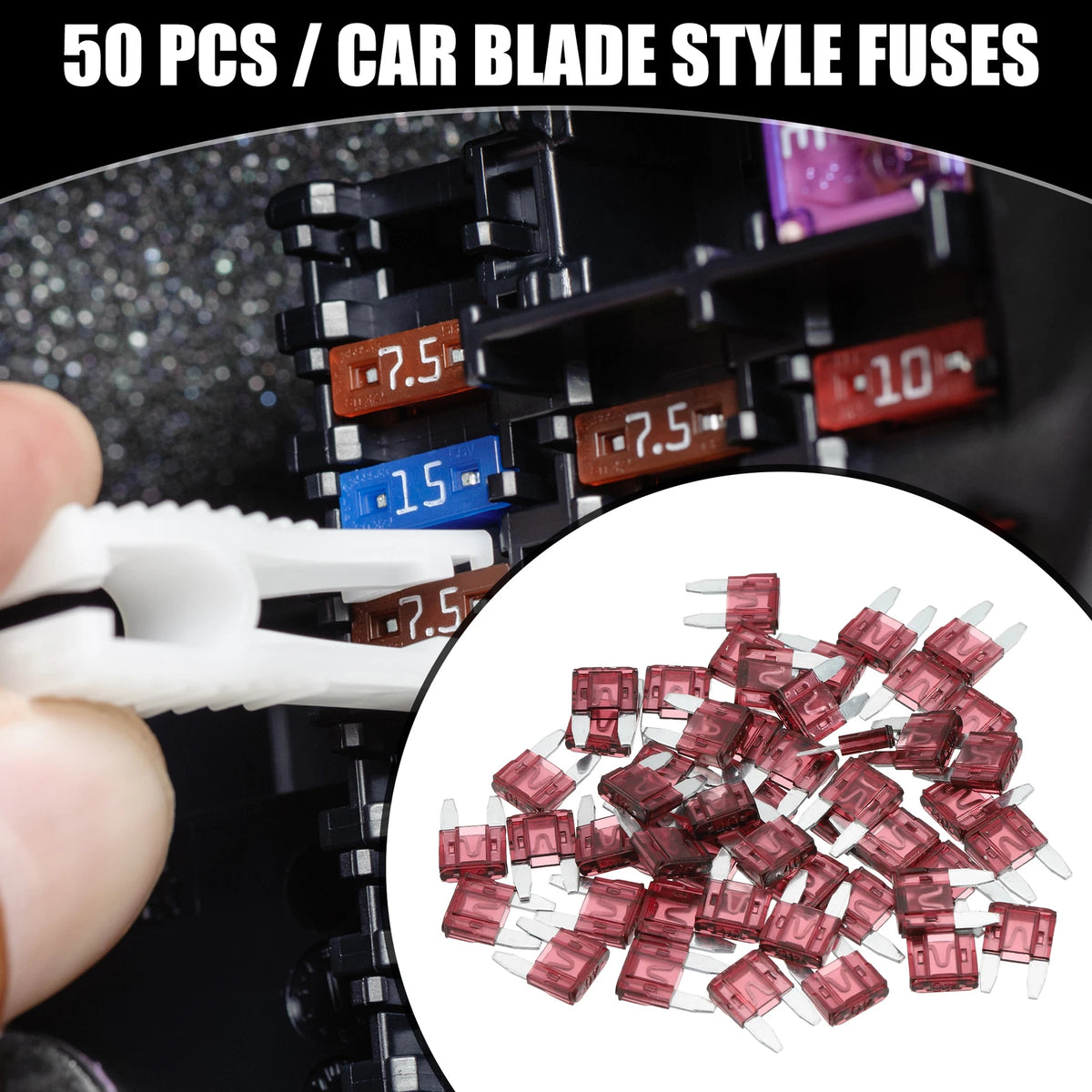 50 Pcs Mini 40AMP APM/ATM Blade Fuses for Universal Vehicles (All Years)