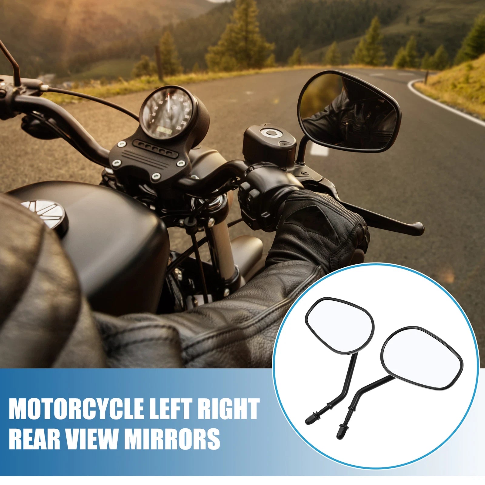 Left Right Rear View Mirrors for Harley Davidson Dyna Low Rider