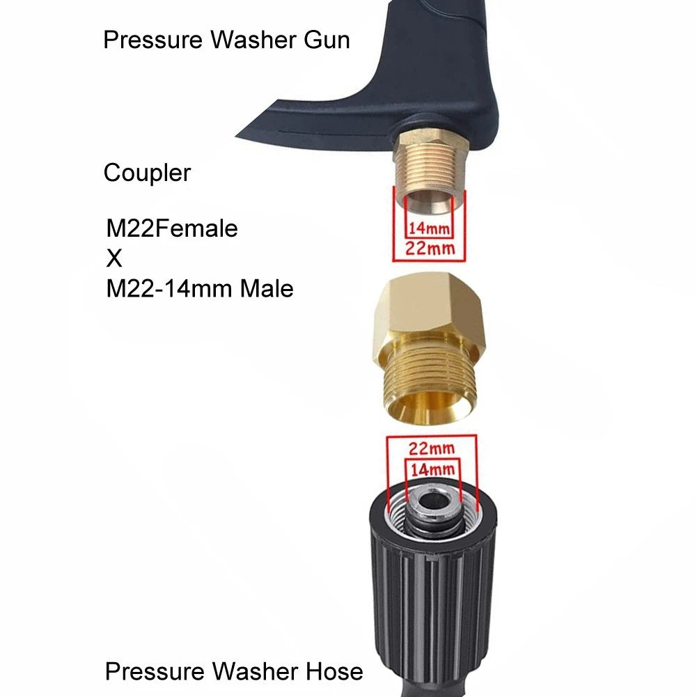 M22 to 1/4 Inch Quick Attach Coupling for Pressure Washer Hose Connector