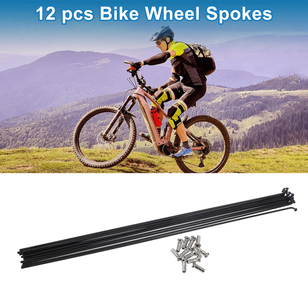 Bicycle Spokes Nipple Set 293mm Stainless Steel Black Universal for All (Universal)