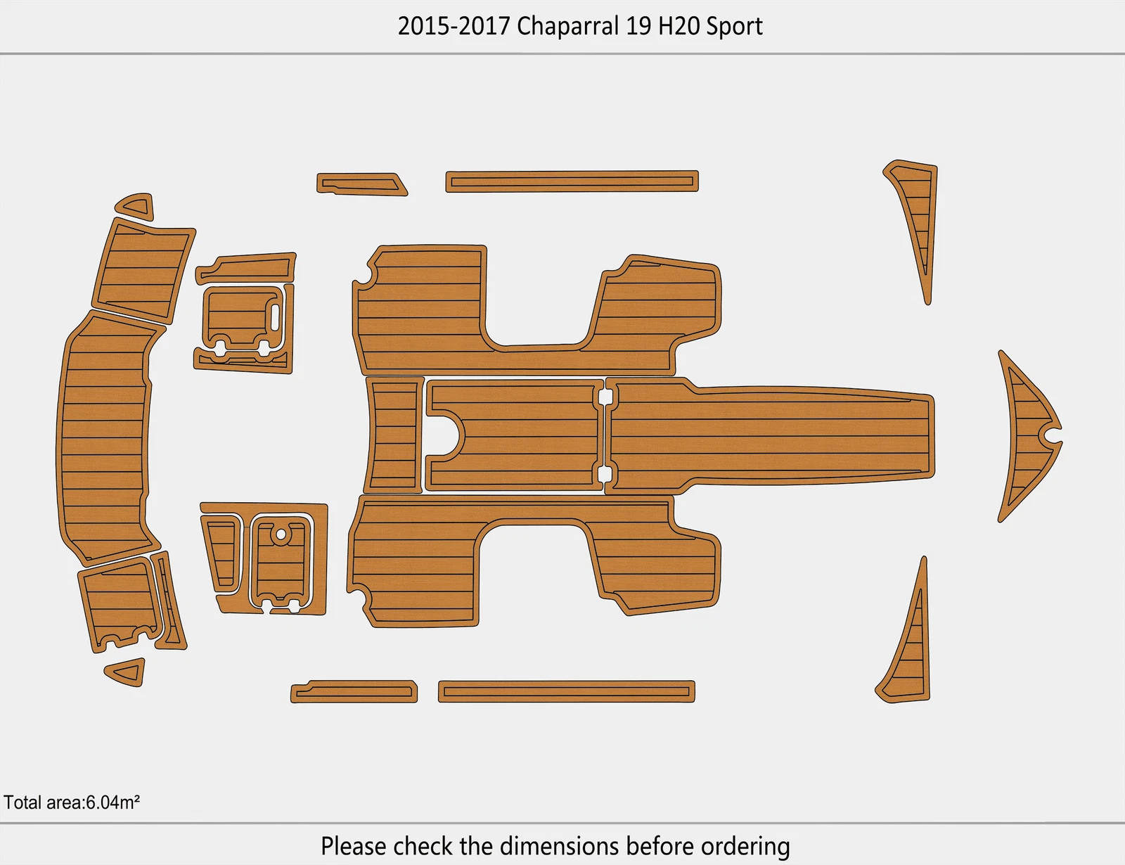 EVA Pads for Chaparral 19 H20 (2016) - Teak Deck Foam Flooring Mat