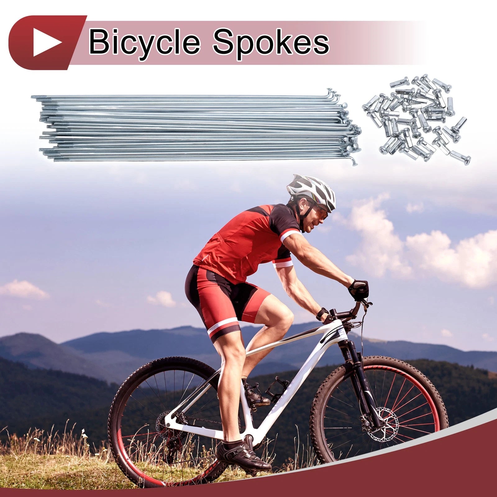 Bicycle Spoke Set 195mm Zinc Plated for 36mm Wheel (14G)