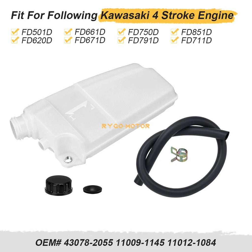 Coolant Reservoir w/ Hose Cap Clip for Kawasaki FD501D FD750D FD791D (43078-2055)