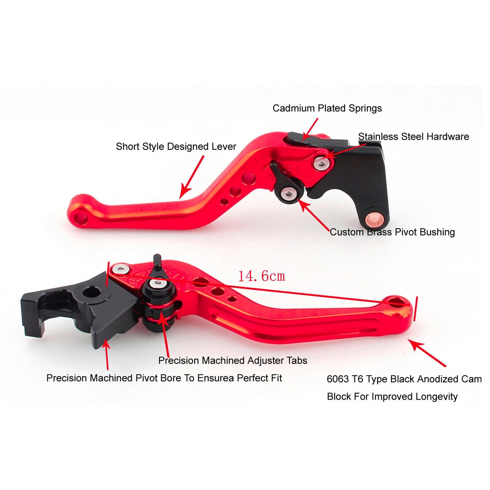 Short Clutch Brake Lever for Honda CB500F CBR500R CBR300RR (2013–2016) Red T9