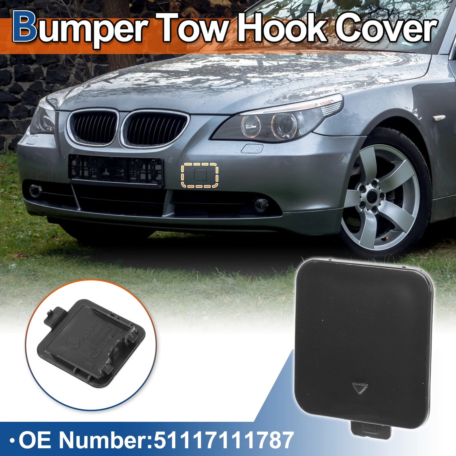 Front Tow Hook Cover Replacement for BMW 525i 530i 550i (2004–2010)