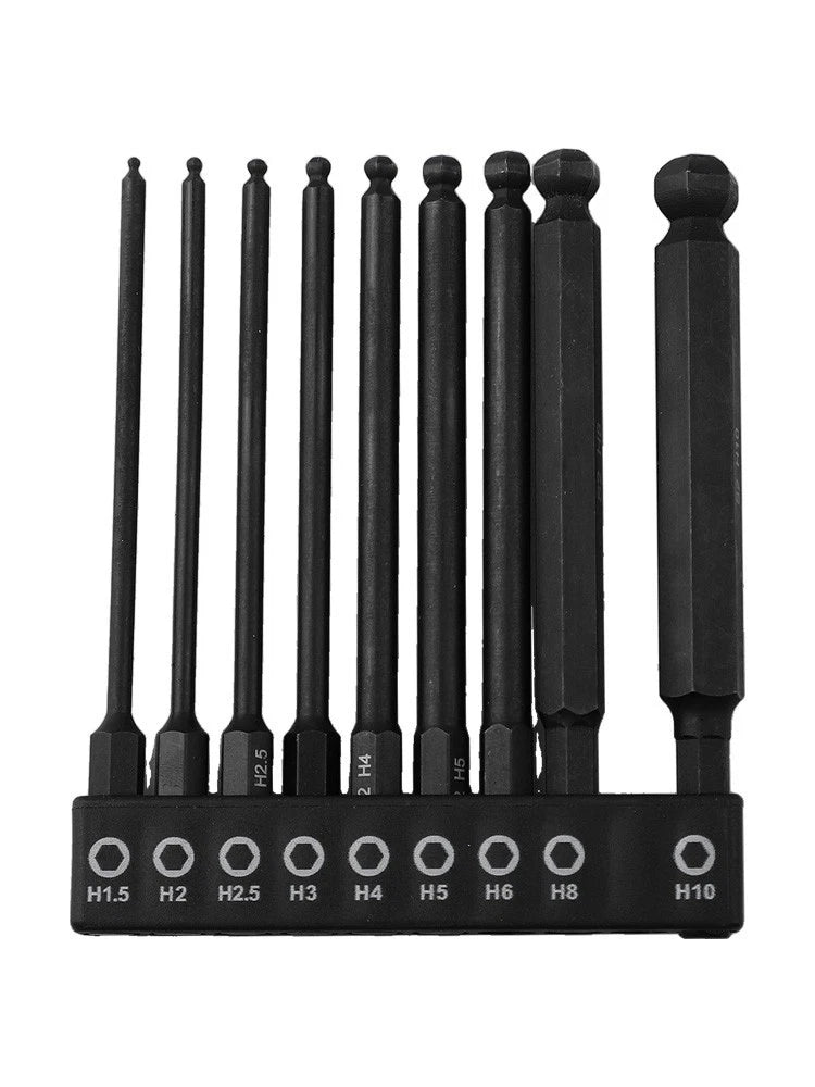 Ball End Hex Bit Set for Limited Space and Angled Surfaces (100mm Length)