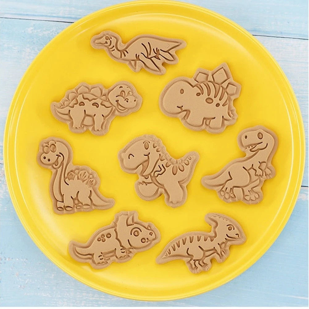 8 Piece Cartoon Dinosaur Cookie Cutters Baking Tool Set