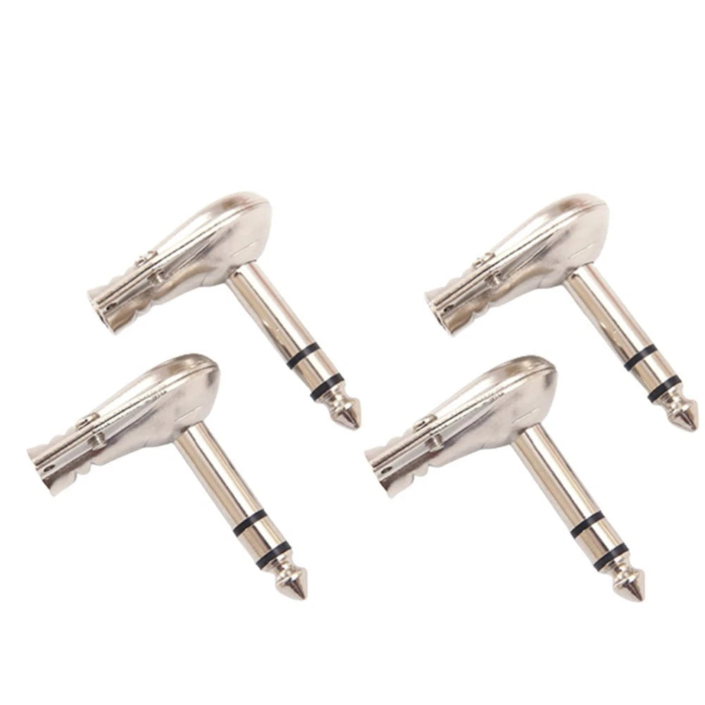 4 Pack 6mm Stereo TRS Right Angle Male Connectors for Guitar Accessories