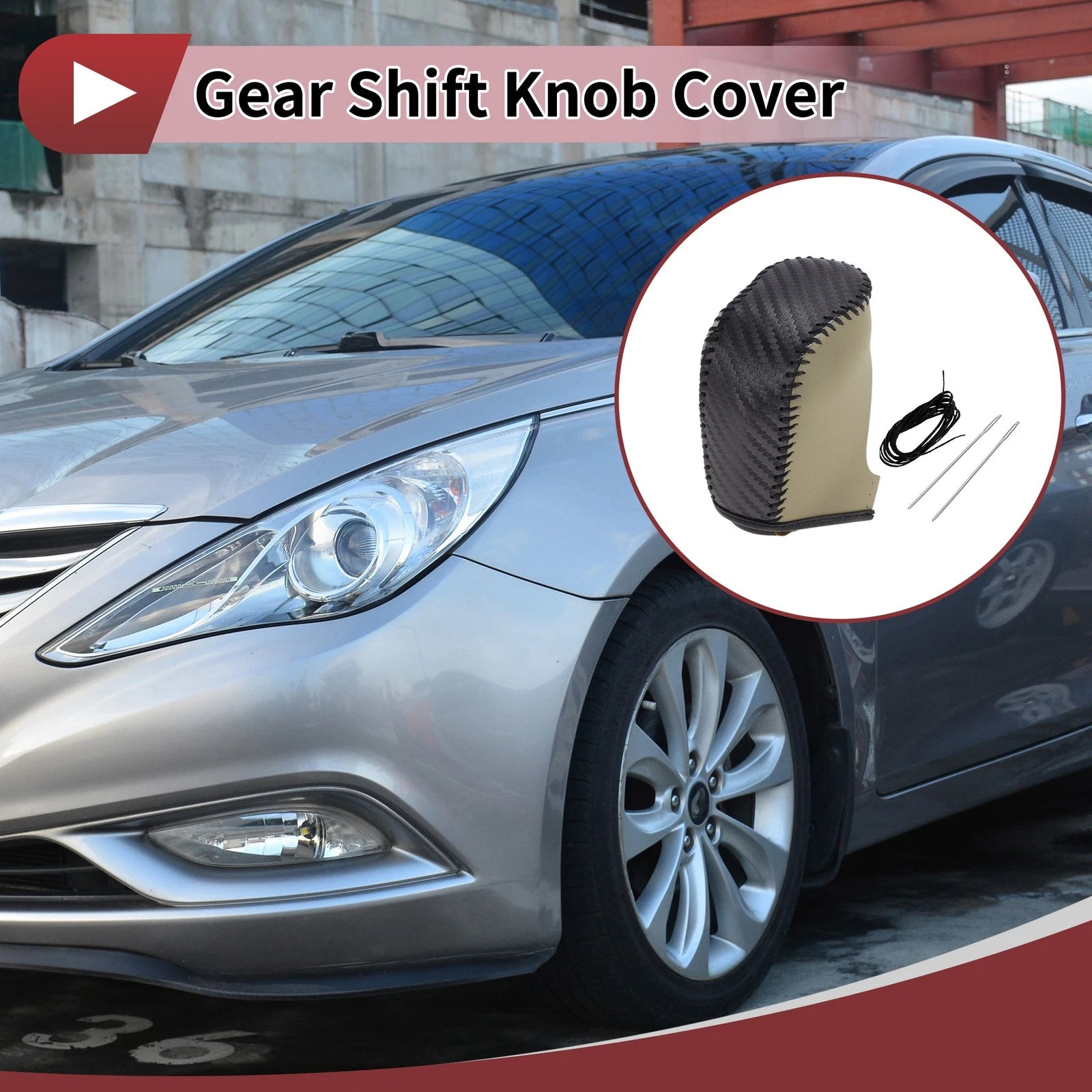 Gear Shift Knob Cover Replacement for Hyundai Sonata (2011–2014) Black Beige