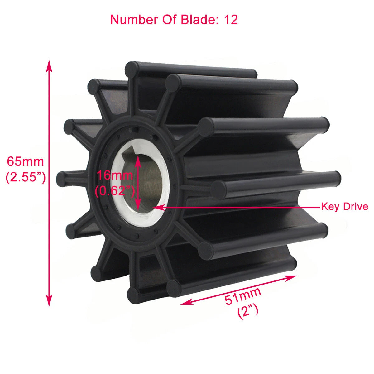 Water Pump Impeller for Jabsco (18327-0001, CEF 500167, JMP 7532-01)