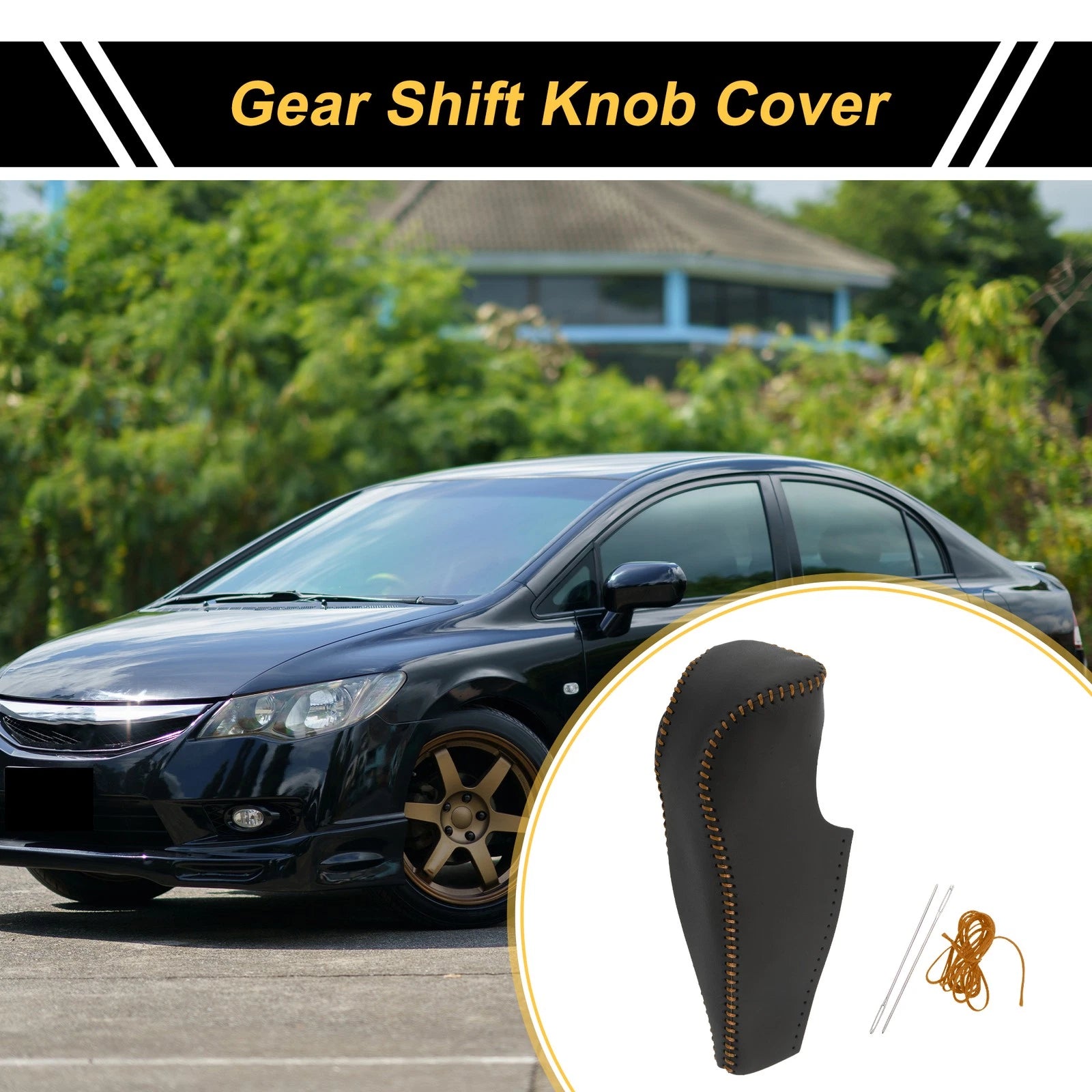 Gear Shift Knob Cover Replacement for Honda Civic (2006–2011) Faux Leather